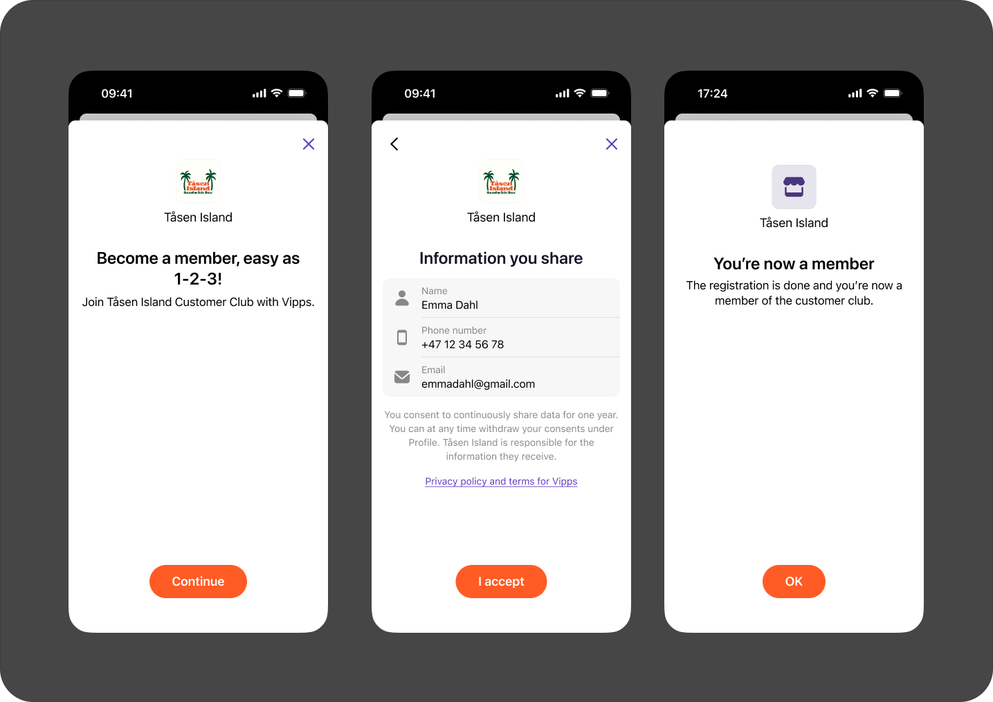 Join customer club texts in Vipps app