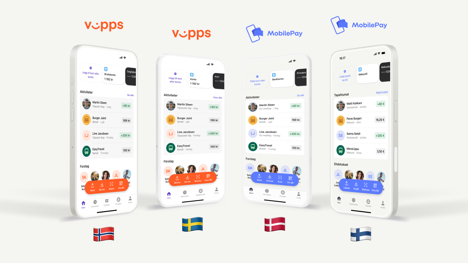 Vipps and MobilePay apps across Nordic countries
