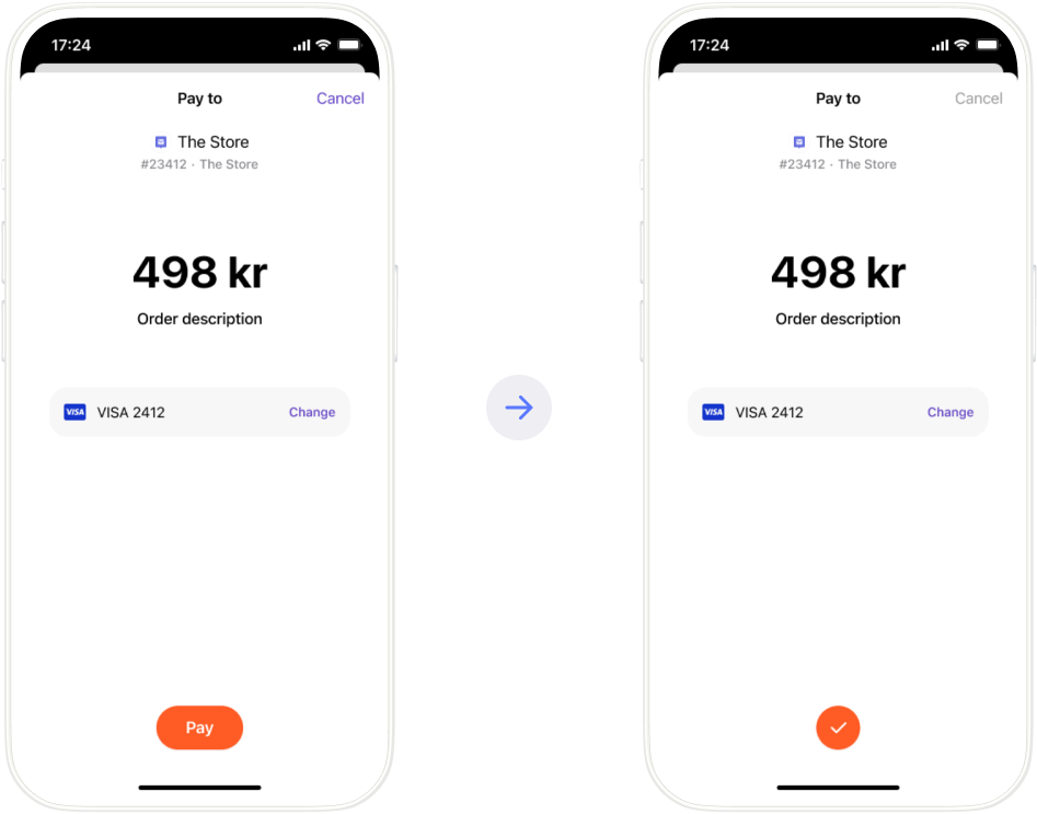 Payment confirmation in Vipps app