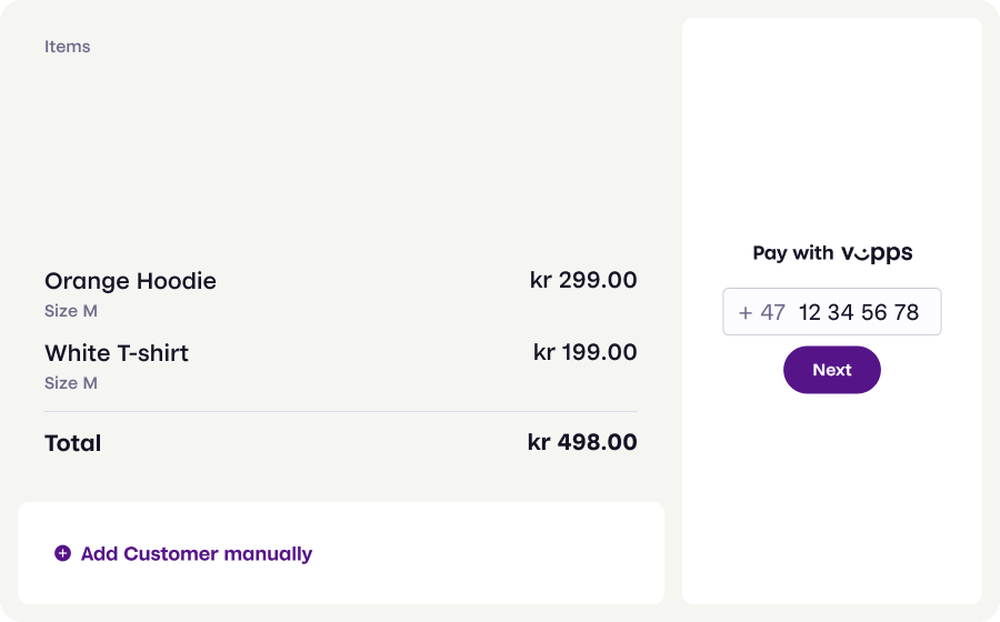 Entering the customer's phone number into POS system