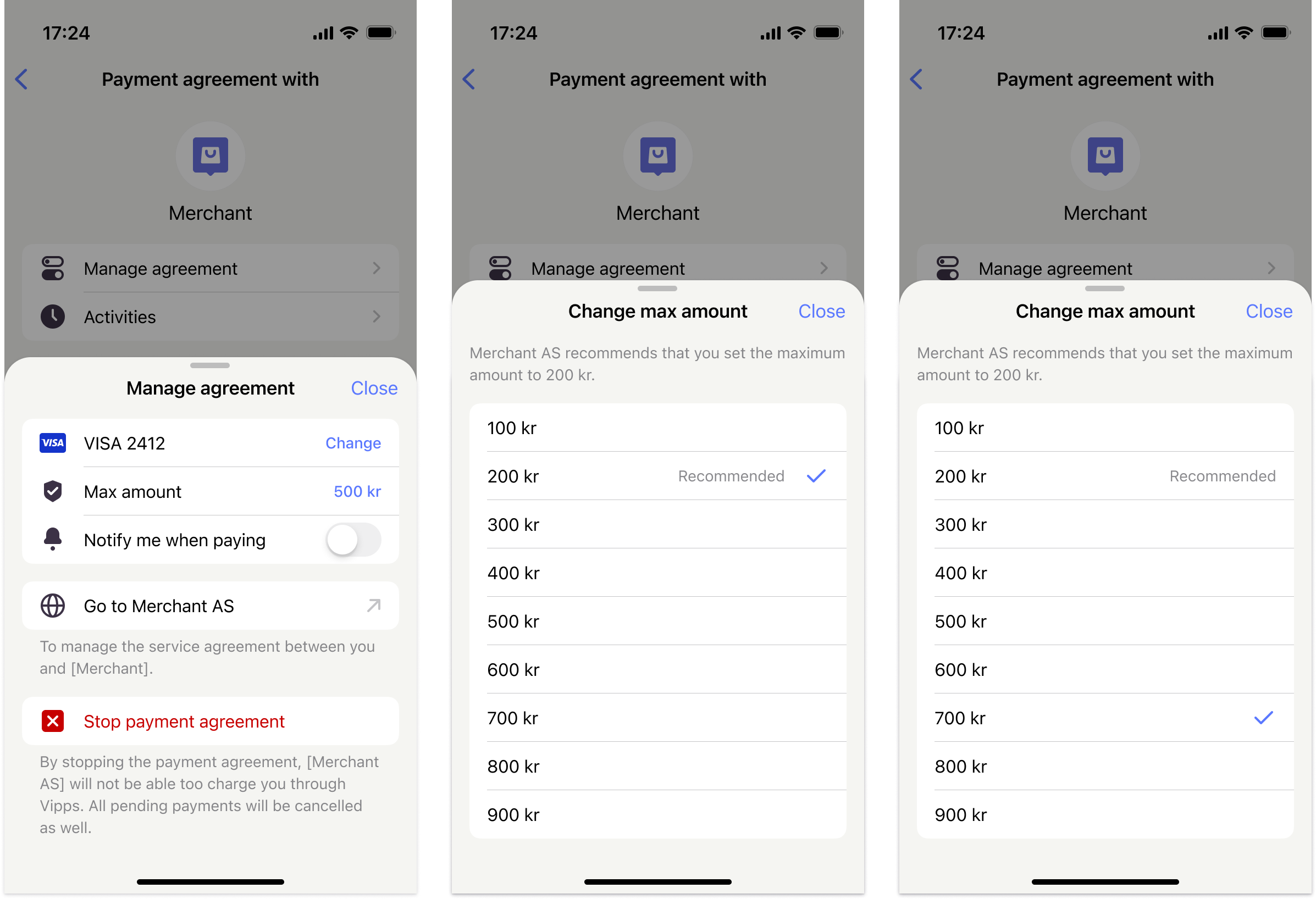 Update the maximum amount in MobilePay