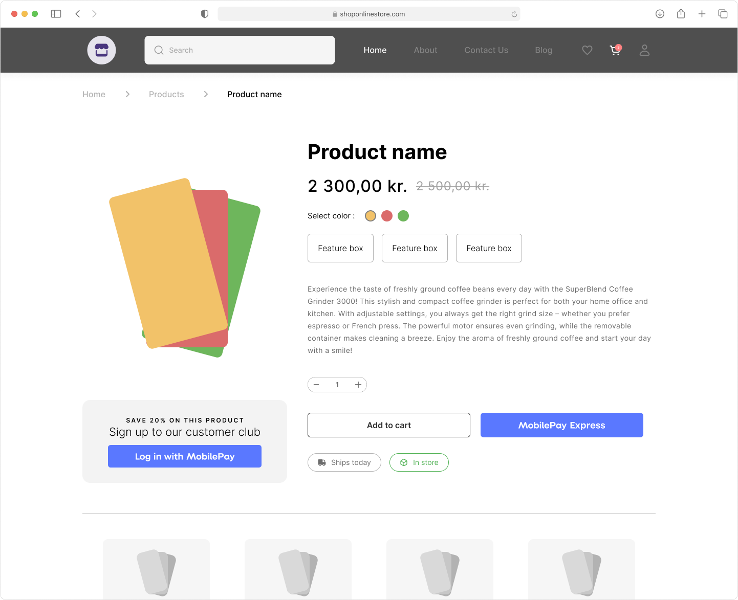 Express button for MobilePay