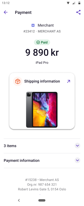 Example with a link to shipping information