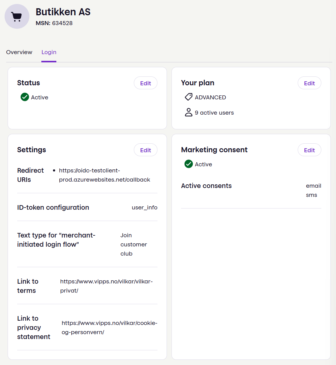 Partner portal example screenshot