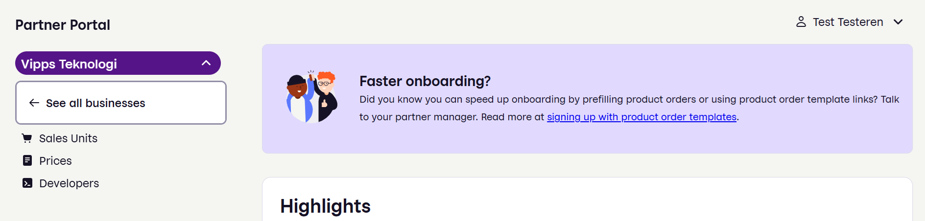 Partner portal see all businesses