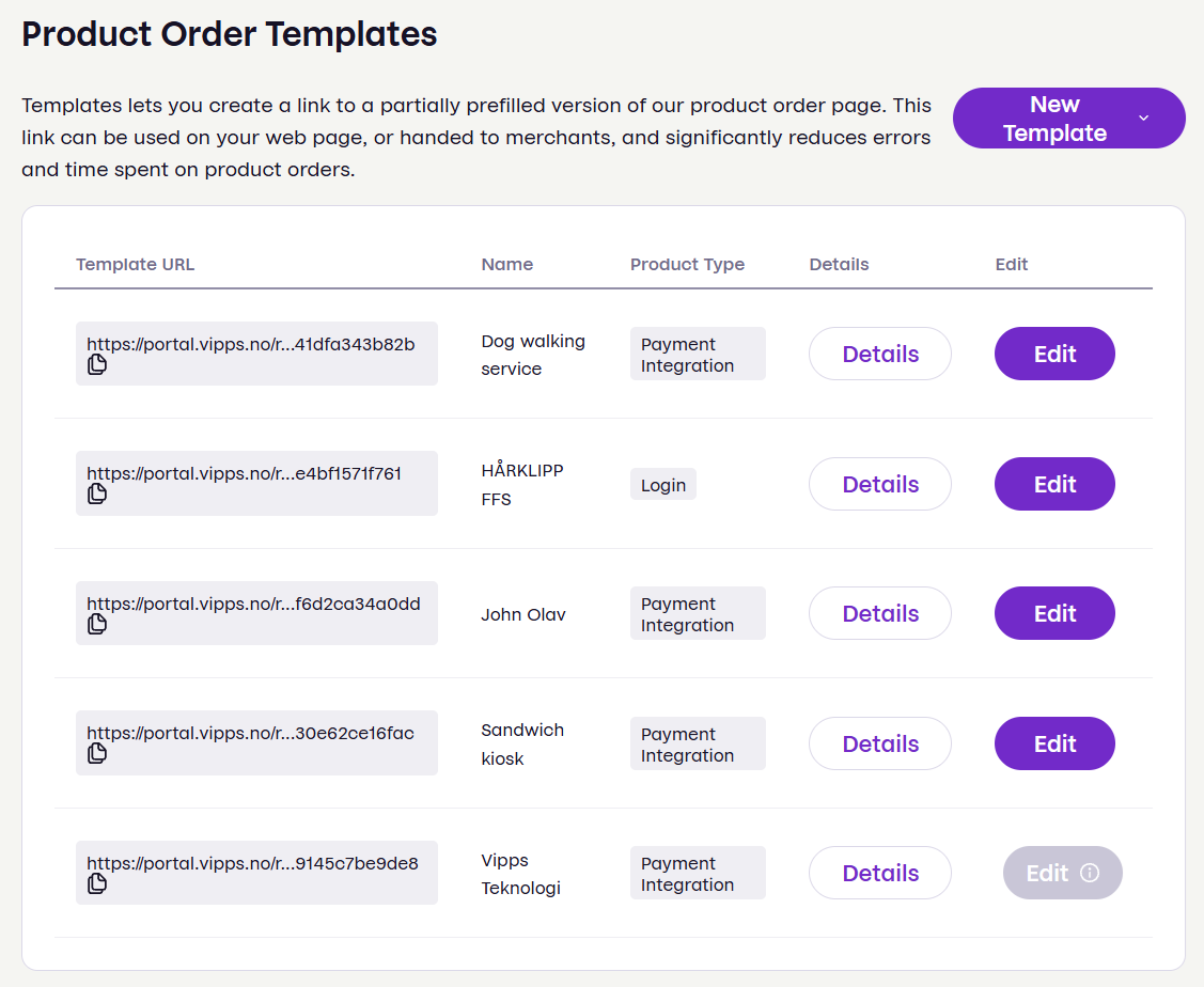 Partner portal template links screenshot
