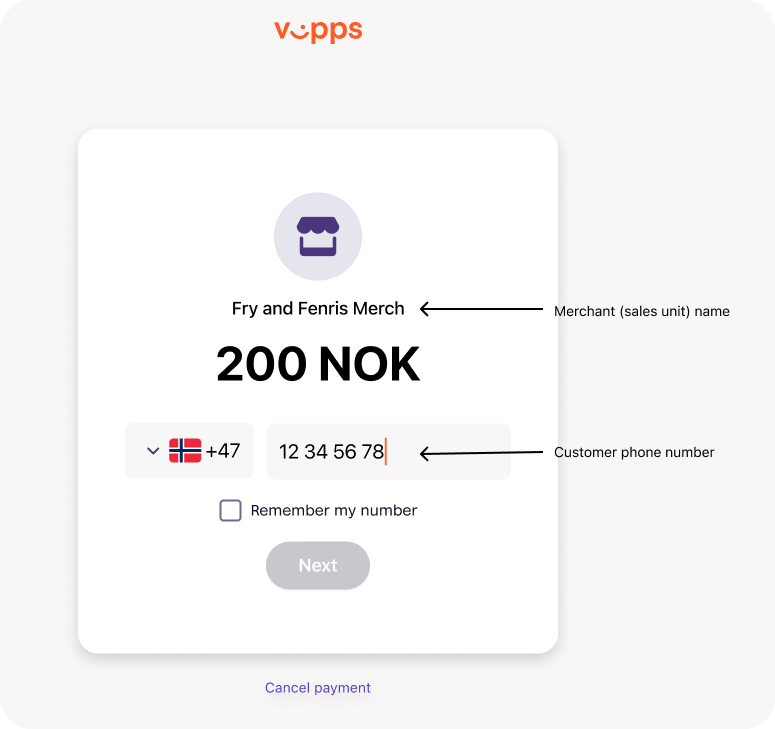 Vipps landing page
