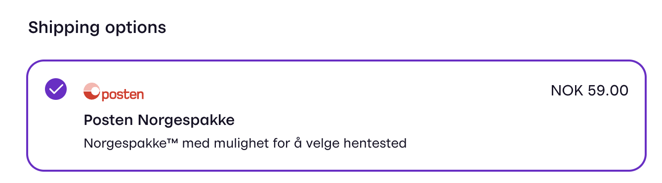 Shipping option with the provider's logo