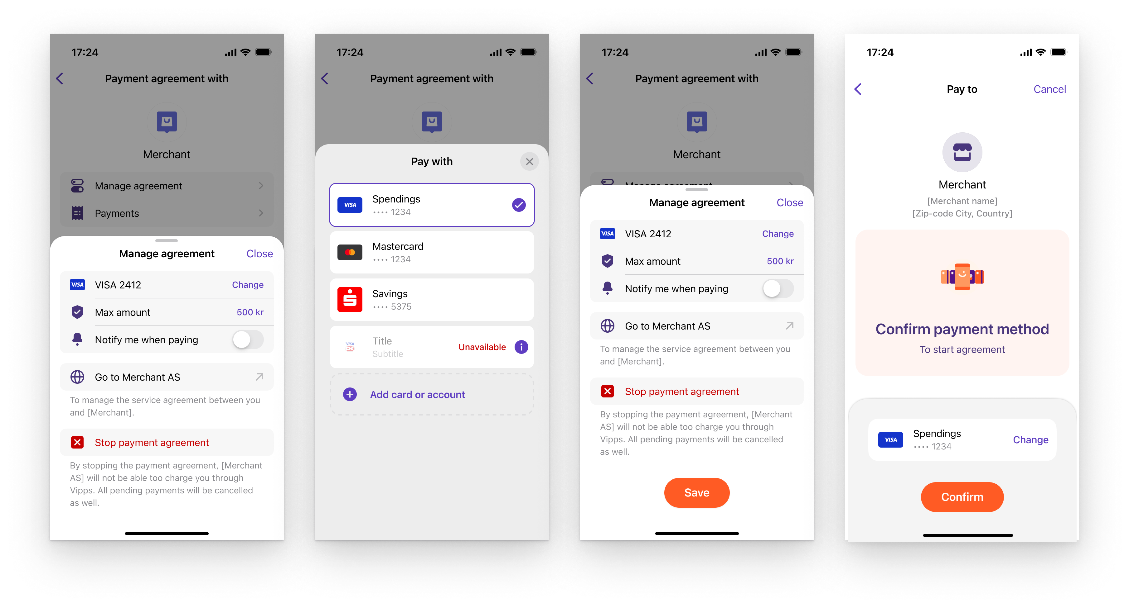Change the payment source in Vipps