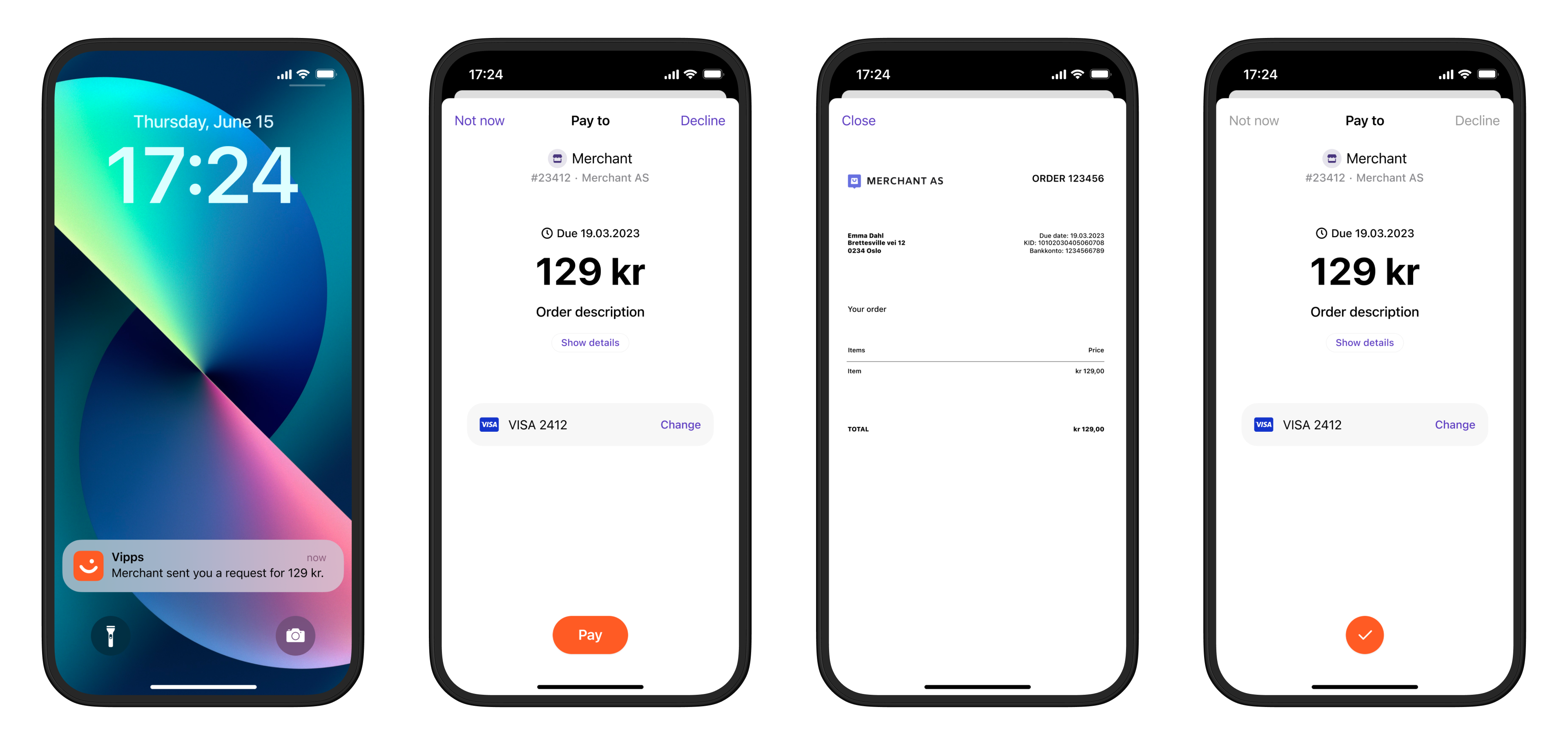 Vipps payment request push flow when URL is set